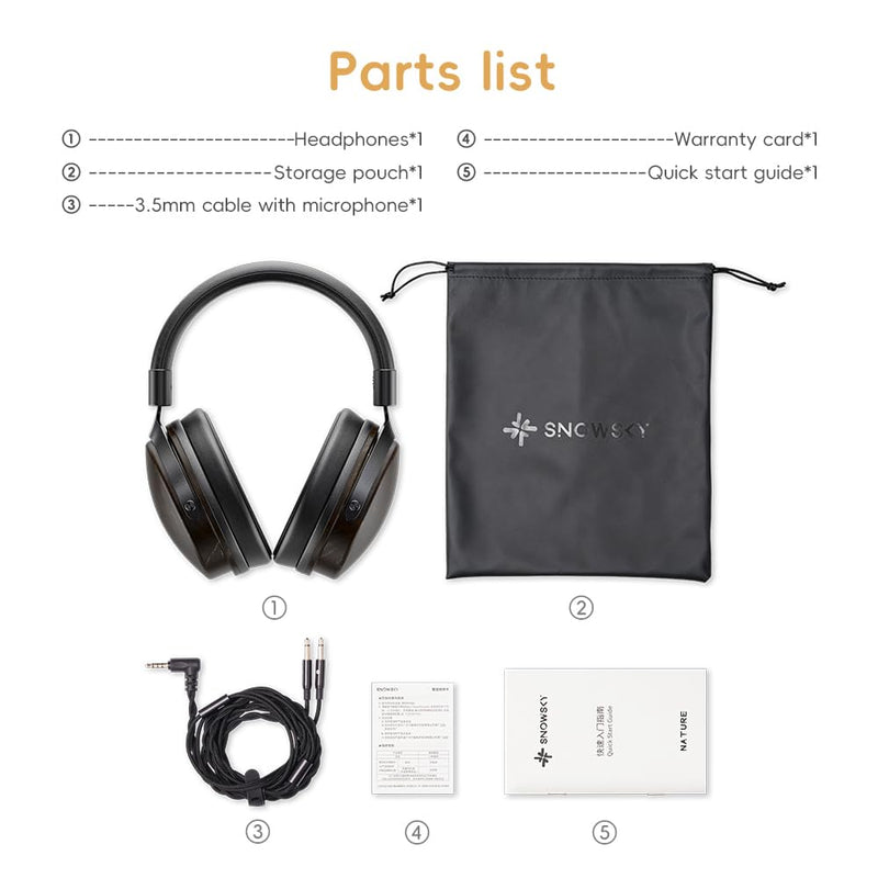 SNOWSKY FIIO Nature Closed-Back Over-Ear Wired Hi-Fi Headphones, 50mm Dynamic Drivers, Dual 3.5mm Detachable Cable, Natural Sound Tuning, Wood Grain Ear Cups (Apricot) Apricot