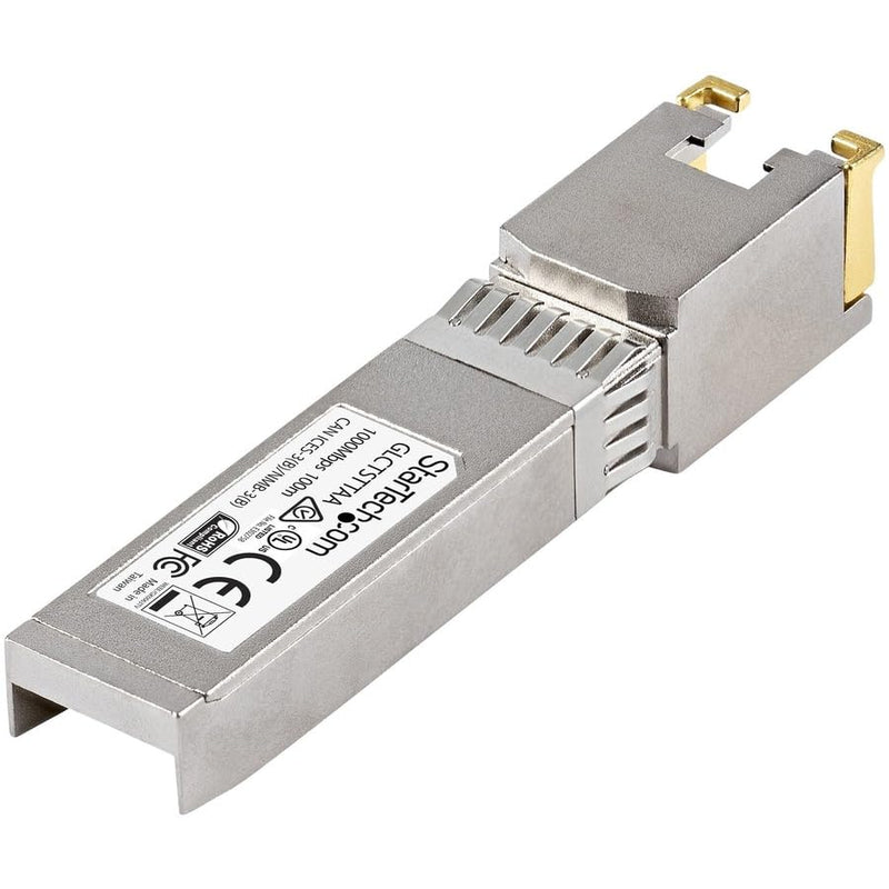 StarTech Cisco GLC-T Compatible SFP Module, 1000BASE-T, TAA (GLCTSTTAA) | 1GE Gigabit Ethernet SFP, SFP to RJ45 Cat6/Cat5e, RJ-45 100m, Cisco Firepower, ASR920, IE2000 GLC-T (TAA) Single