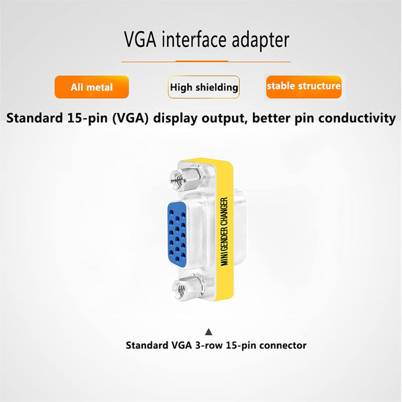 vga to vga 15 vga Connector、Null Modem Adapter Male to Male、Male to Female、vga Female to Female Adapter Extender Dual vga Adapter for 2 Monitors (2, Female to Female)