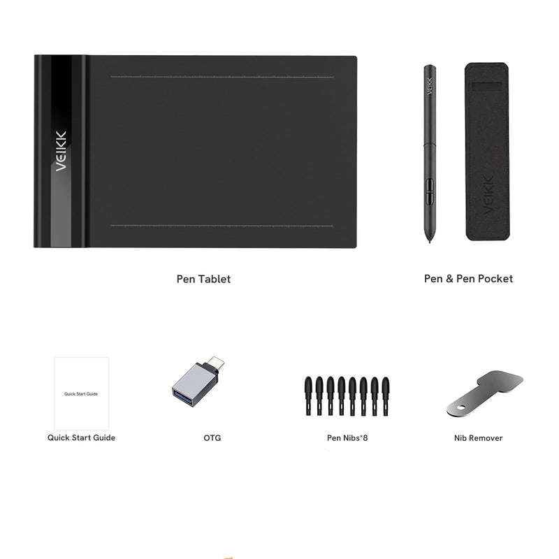 VEIKK S640 Graphics Drawing Tablet,6x4 Incht Portable OSU Tablets | With 8192 Levels Battery-free Stylus Pen, For Drawing,Online class/E-learning/Signature Pad 6 x 4 Inch