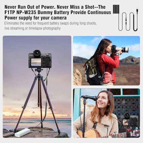 NP-W235 Dummy Battery with USB-C Cable Continuous Power Supply for Fujifilm GFX100 II GFX100S GFX50S II X-H2S X-H2 X-T5 X-T4 X-S20 Camera (NP-W235) NP-W235