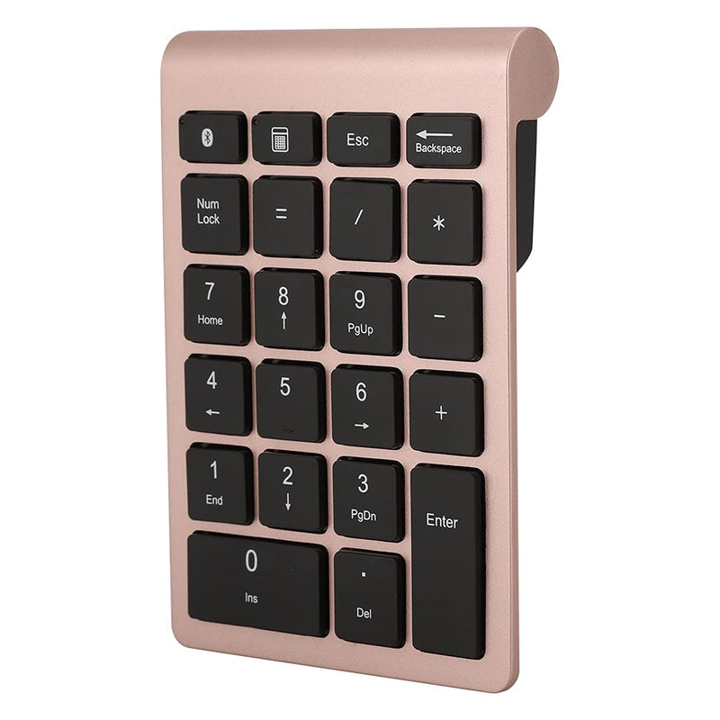 WESE Wireless Number Pads, 22 Keys Numeric Keypad Ultra Thin Extensions Number Keyboard Bluetooth 3.0 Portable Number Numpad for Laptop, PC, Desktop(Rose Gold)