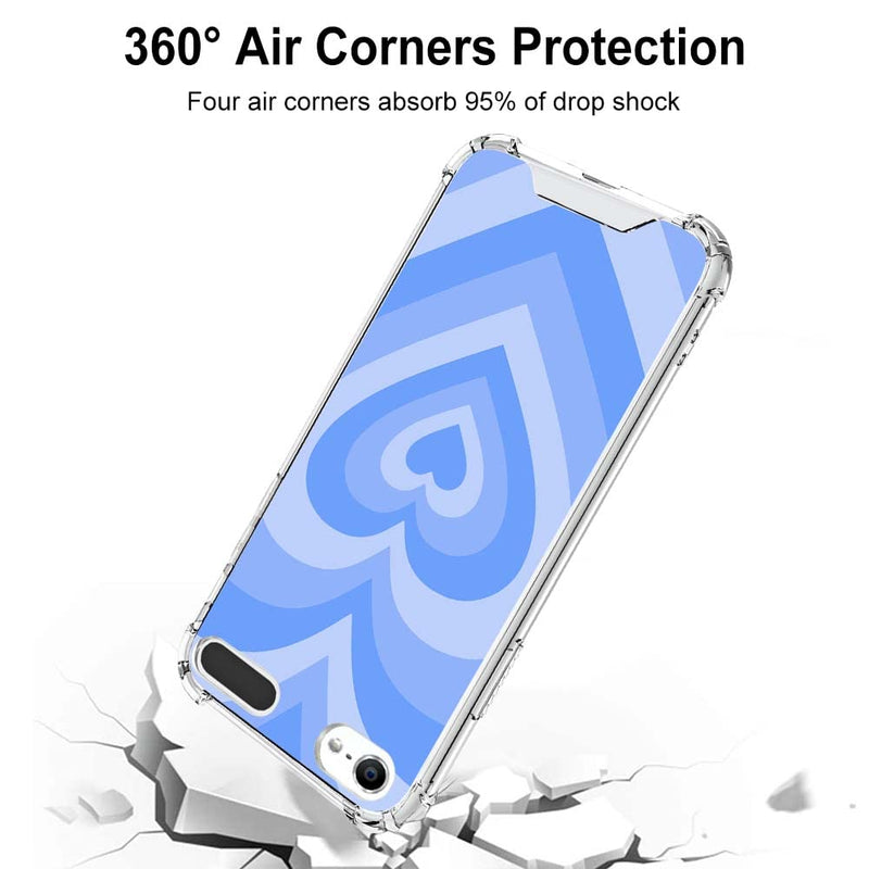OOK Compatible with iPod Touch5/6/7 Generation Case Ring Holder for Girls Woman,Soft TPU Bumper PC Back Shockproof Protective Case-Blue Love Heart Blue Love Heart