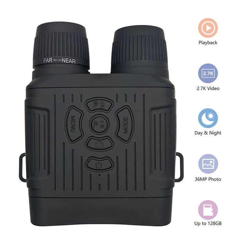 2.7K Night Vision Goggles, 36MP Digital Night Vision Binoculars with 10X Digital Zoom, 850nm IR Illuminator, 3” TFT Screen, Rechargeable Night Vision Scope Supports 128GB Card