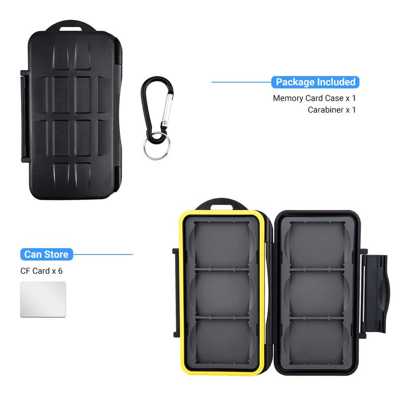 6 Slots CF Card Holder, CF Card Case, Professional Water-Resistant Anti-Shock CF Card Protector Storage for Canon 400D 350D 50D 40D 30D 7D Mark II 7D 5DS R 5D Mark IV III II 1D Mark II Nikon D810 D800 6 Slots for CF Card