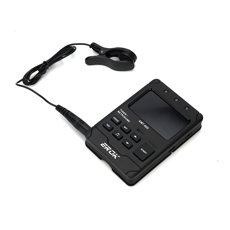 EROK Digital Metronome & Tuner - All-in-One Rechargeable Device with Stereo Headphone Output, Voice Counting, Ideal for Guitar, Bass, Violin & String Instruments(Black) Black