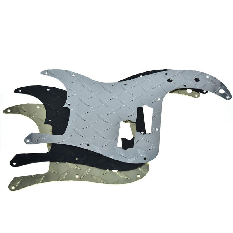 KAISH Premium 13-Hole Metal Diamond Plate Modern Style Standard Precision P Bass Pickguard Aluminium Anodized PB Pickguard for American FD P Bass Black