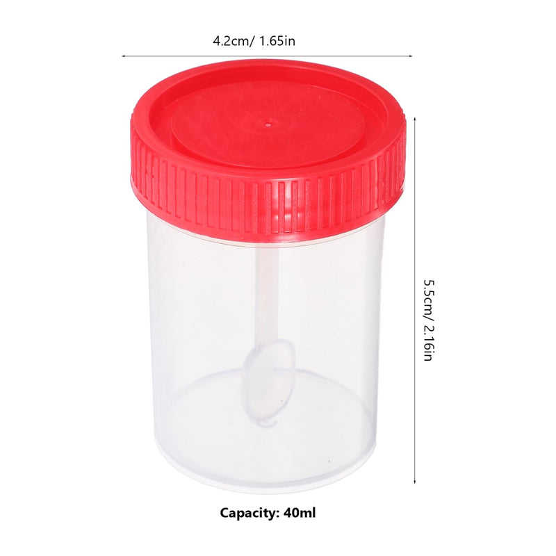 [AUSTRALIA] - Healifty 50 Pcs Screw On Sample Cups with Spoon Stool Sealed Container Sample Tube 40ml 