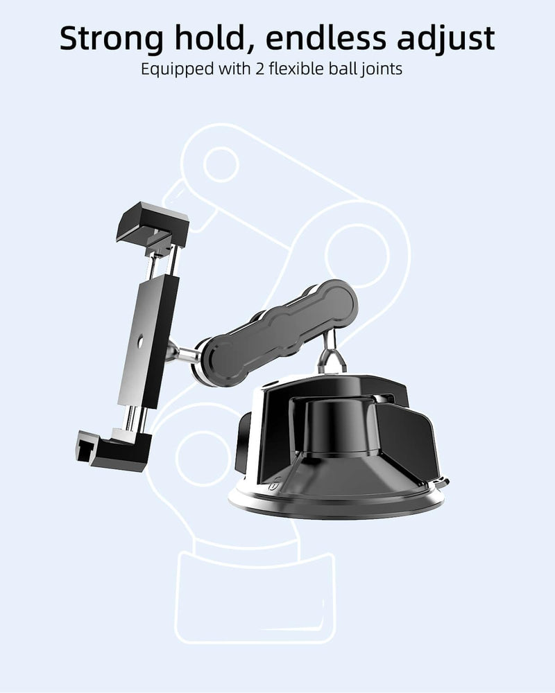 Car Phone Holder, 3.54" Large Suction Cup Phone Mount | Upgraded Aluminum Alloy | 360° Rotatable Adjustable Car Phone Mount for Windshield, Compatible with iPhone for Vlogging Recording