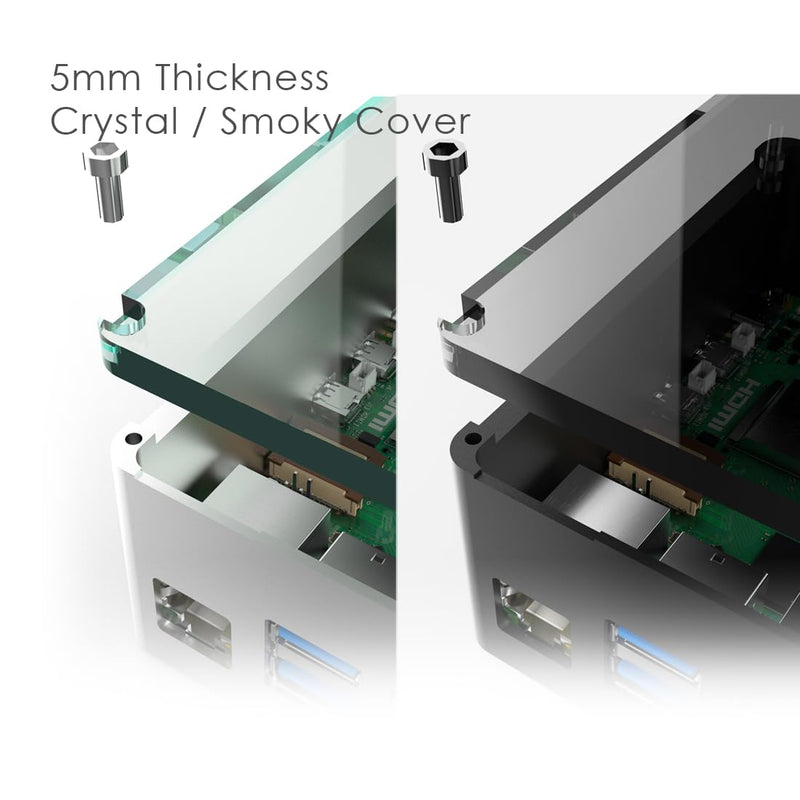 anidees Aluminum Extra High Pi case for Raspberry Pi 5 – Silver (AI-PI5-SG-H)