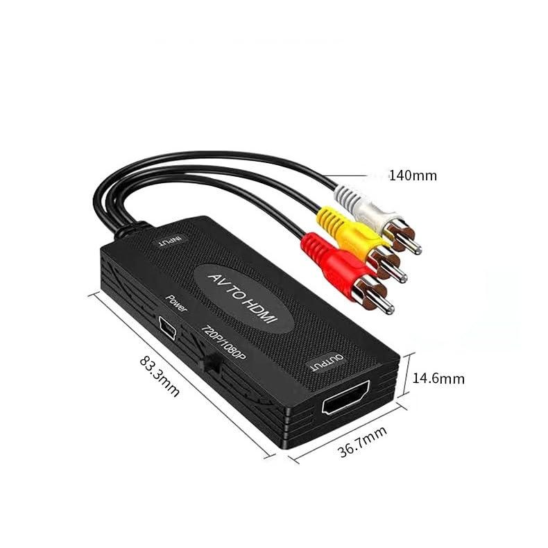 RCA to HDMI Converter, AV to HDMI Adapter Support 1080P PAL/NTSC Composite Video Audio Converter Adapter for WII, PS one, PS2, PS3, STB, Xbox