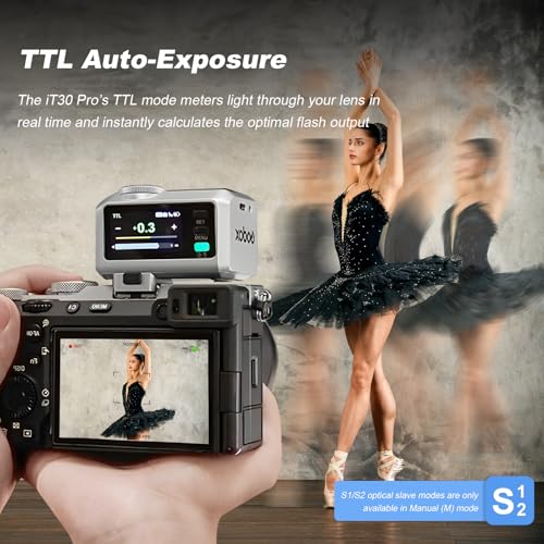 GODOX iT30 Pro F TTL Mini Flash for Fuji with Diffuser, HSS 1/8000s IT30 Pro F(Silver)