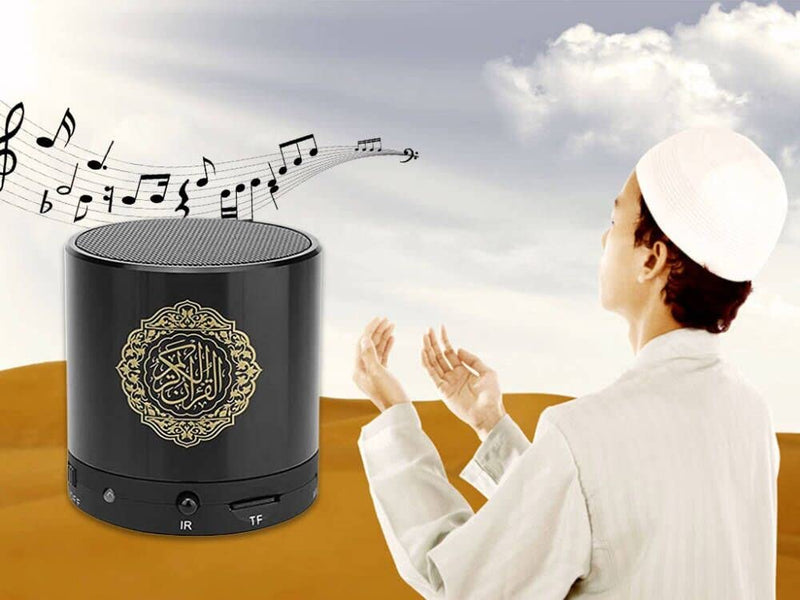 Portable Quran Speaker with Remote Control - MP3 Player, 18 Reciters & 15 Translations (Black)