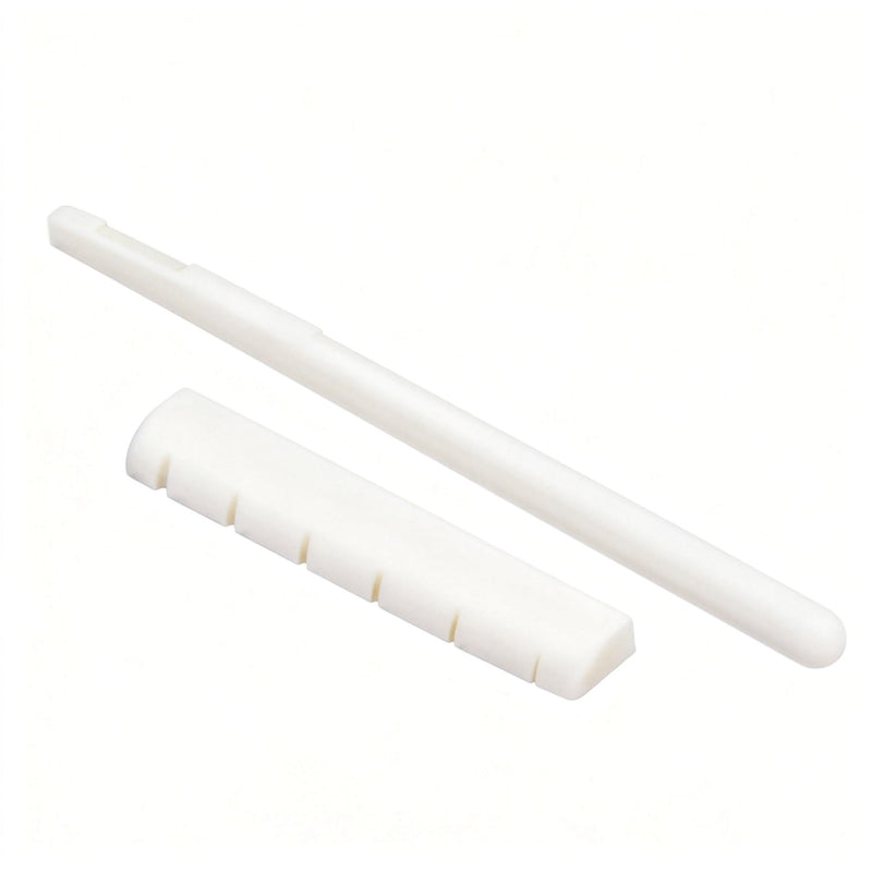 BLOBY 6 String Acoustic Guitar Bone Bridge Saddle and Nut Set, Real Beef Bone Material, Replacement Parts for Acoustic Guitar