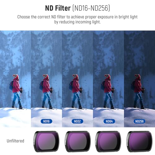 NEEWER Magnetic ND Filter Set Compatible with DJI Osmo Pocket 3 / Pocket 4 / Xtra Muse, 6 Pack ND16 ND32 ND64 ND256 CPL UV Lens Filter Accessories Kit 6 Pack ND+CPL+UV w/Cleaning Cloth