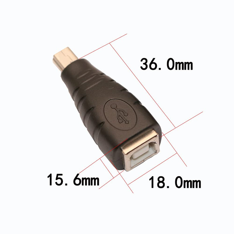 USB 2.0 Type B to Mini USB 5-Pin Type B Female/Male Adapter - 2 Pack