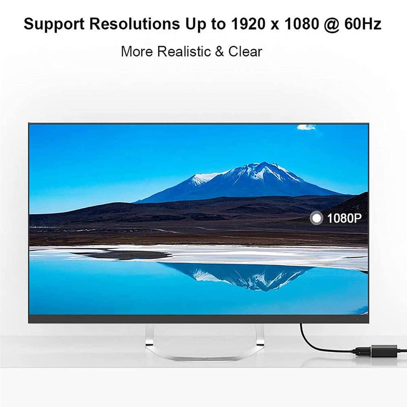 USB to VGA Adapter, 1080P Multi-Display Video Converter for Laptop Desktop PC to Monitor, Projector, TV. (Not Support Chromebook and MacBook) Black