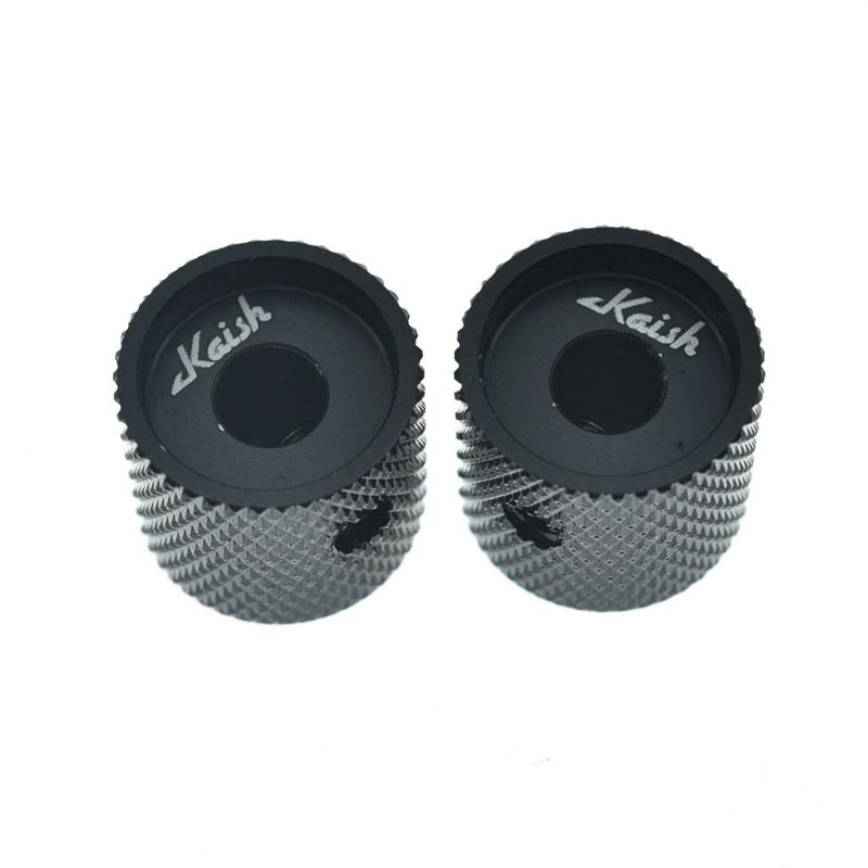 4pcs Aluminium Guitar/Bass Knobs Volume/Tone Control Knob 1/4" Metal Universal Potentiometer Pot Knobs with Set Screw and Indicator for Tele/Telecaster/P Bass Black