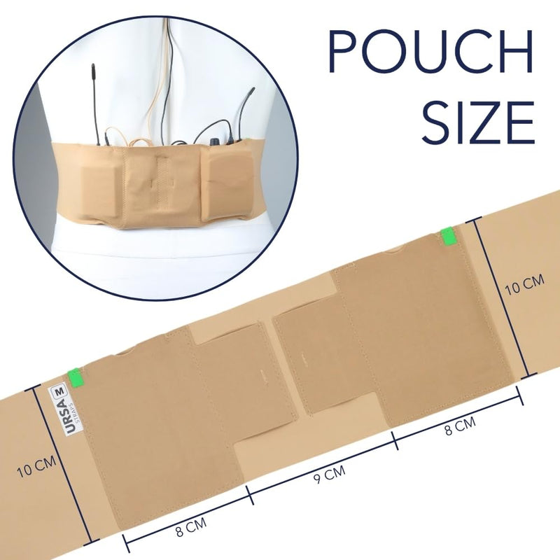 URSA Double Pouch Waist Strap - Ultra Slim, Breathable & Stretchy Microphone Transmitter Straps. Compatible with Most Transmitter/Receivers (Beige, Medium Waist) Beige