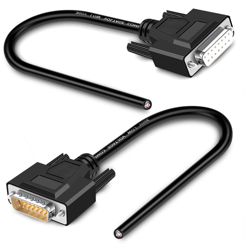 10ft DB15 RS232 15 Pin Serial Extension Cable, Male to Female 15-Pin Gold Plated Connecter Straight Through Cord