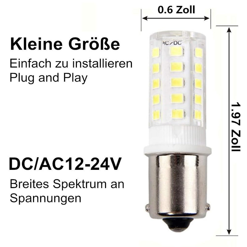 HRYSPN 1156 12 V 24 V Light Bulb, 5 Watt, White Light, Single Contact with Protective Case for Outdoor Landscape Lighting, etc. (Pack of 2)