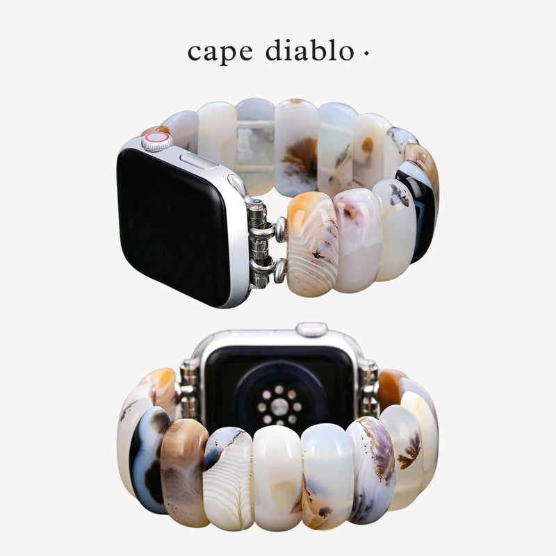 Cape Diablo Handmade Gemstone Watch Band for Women Compatible with Apple Watch 38mm 40mm 41mm 42mm 44mm 45mm, Boho Stretchable Strap Fits for iWatch Series 11/10/9/8/7/6/5/4/3/2/1 SE 3/2/1 Small - Fits 5.75-6.25 inch wrists Ivory Dune