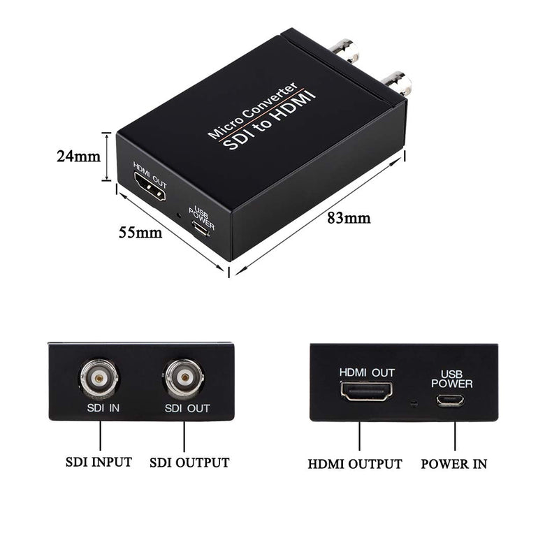 [AUSTRALIA] - SDI to HDMI Converter, 3G-SDI/HD-SDI/SD-SDI to HDMI Adapter, Auto Format Detection SDI to HDMI Video Converter Stereo Audio De-embedder 