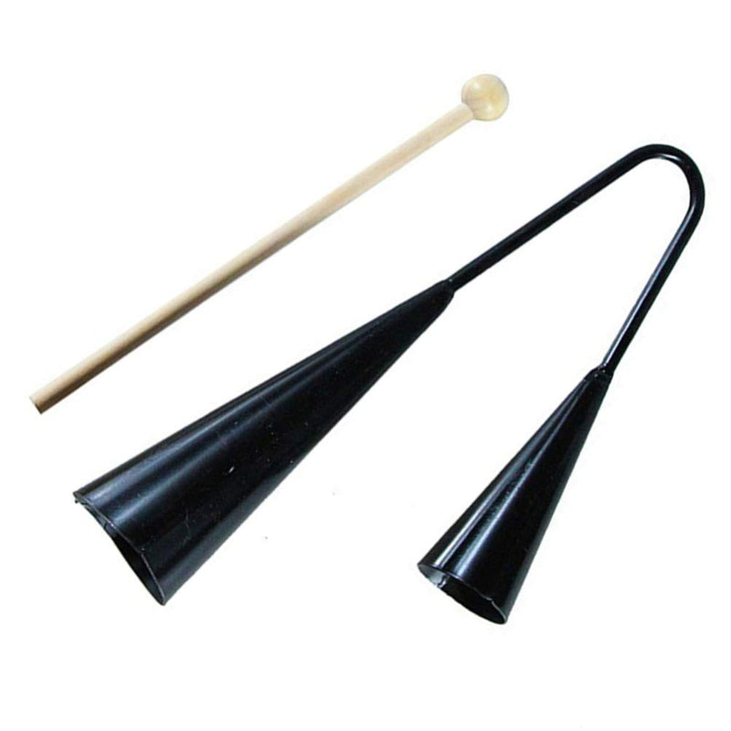 Agogo Bell Two Tone Traditional Samba Percussion Instrument with Wooden Stick for