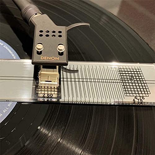 Turntable Phonograph LP Phono Cartridge Stylus Alignment Protractor Adjustment Tool - Mirrored Surface for Precision A