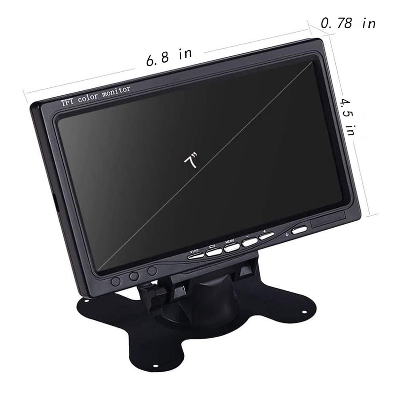 Padarsey 7 Inch LED Backlight TFT LCD Monitor for Car Rearview Cameras, Car DVD, Serveillance Camera, STB, Satellite Receiver and Other Video Equipment