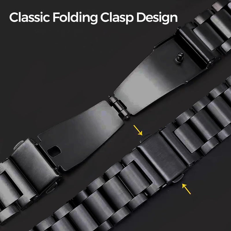 Rugged Titanium Watch Metal Band Strap Replacement for Suunto Core | 40% Lighter than Steel,Hypoallergenic,Corrosion Resistant,Durable,Fits wrist 5.9"-8.6",Length Adjustable,Secure Clasp,for Men black 24mm