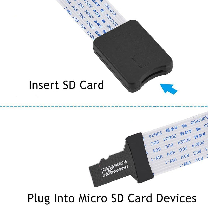 ASHATA Micro SD to Micro SD Card Extension Cable Adapter Flexible Extender with Case, TF to TF Extender Cable for 3D Printer/Car/GPS/Camera/DVD/DVR/LED Display Board (60CM) 60CM