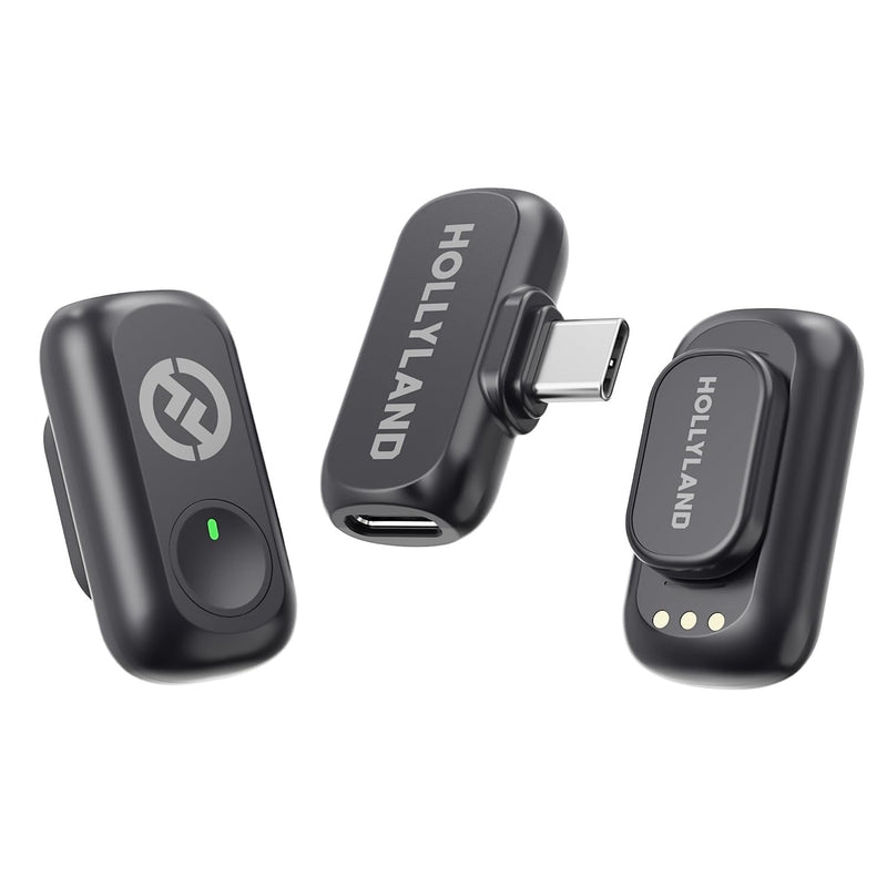 [AUSTRALIA] - Hollyland Lark A1 Wireless Microphone for iPhone & Android, 48kHz/24-bit Studio Audio, 3-Level Noise Cancellation, 200m Range, Magnetic Mini Mic for Video Recording & Live Streaming (2TX + USB-C RX) Black Mini Duo (USB-C RX) 