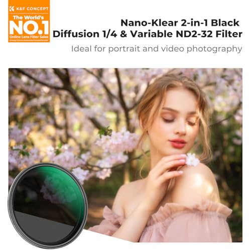K&F CONCEPT 67mm Black Diffusion Mist 1/4 & Variable ND2-32 in-1 Filter