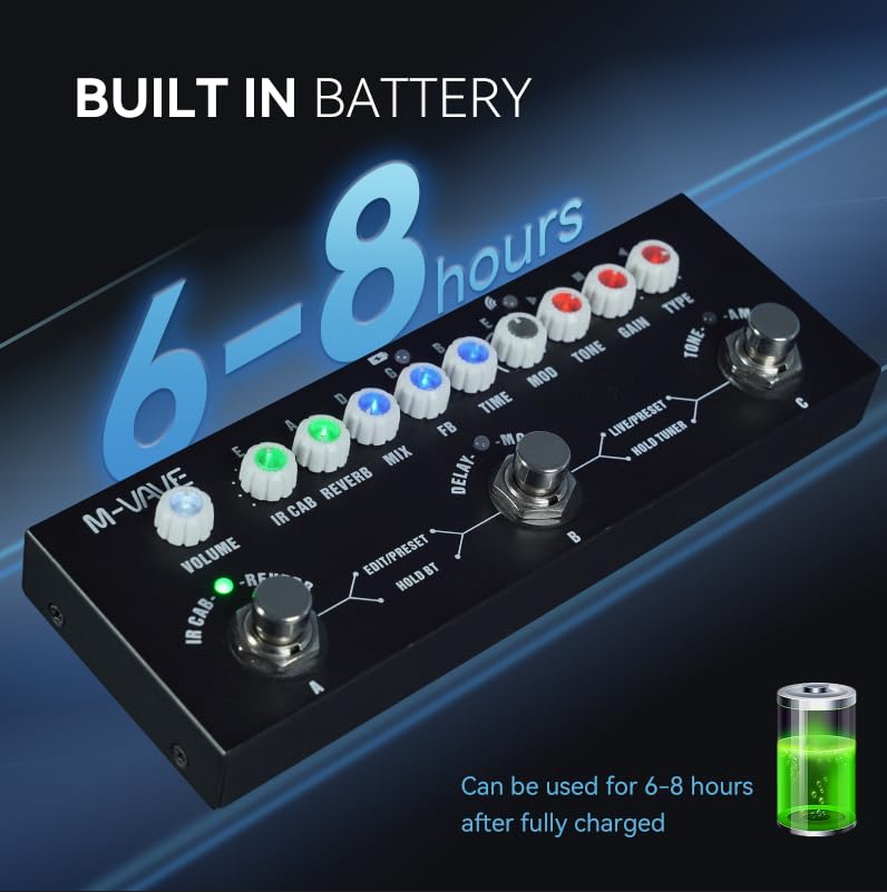 Multi Effects Guitar Pedal, Reverb Guitar Pedal, Delay, Chorus, Phaser, with IR Loading 9 AMP Models, CUBE-BABY Reverb Effect Pedal, Support Recording, Bluetooth 5.0