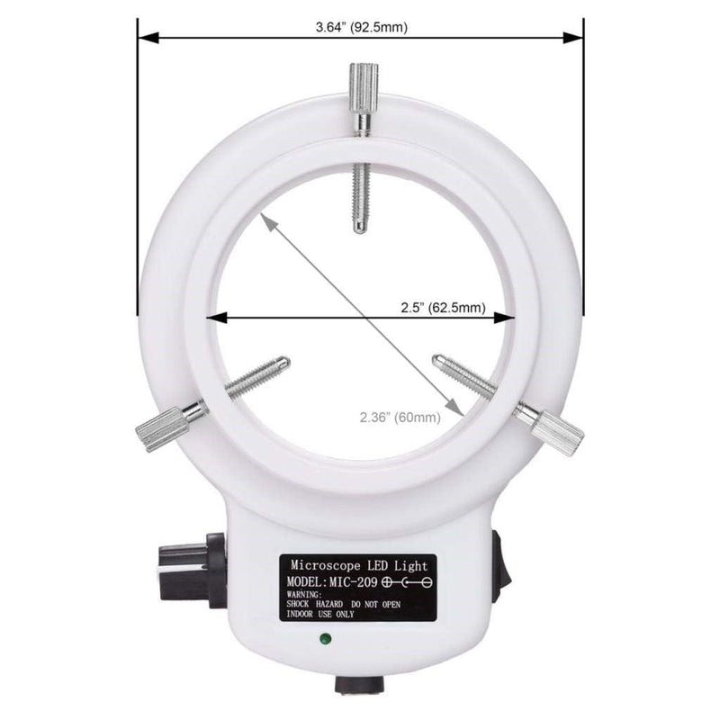 AmScope LED-144W-ZK White Adjustable 144 LED Ring Light Illuminator for Stereo Microscope & Camera