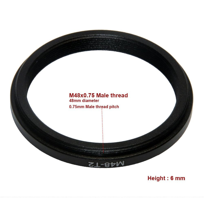 M48 (48mm 0.75mm Thread Pitch) to T2 M42 M42x0.75mm (42mm 0.75mm Thread Pitch) to M48-M42 mm Male to Female Coupling Ring Telescope Adapter