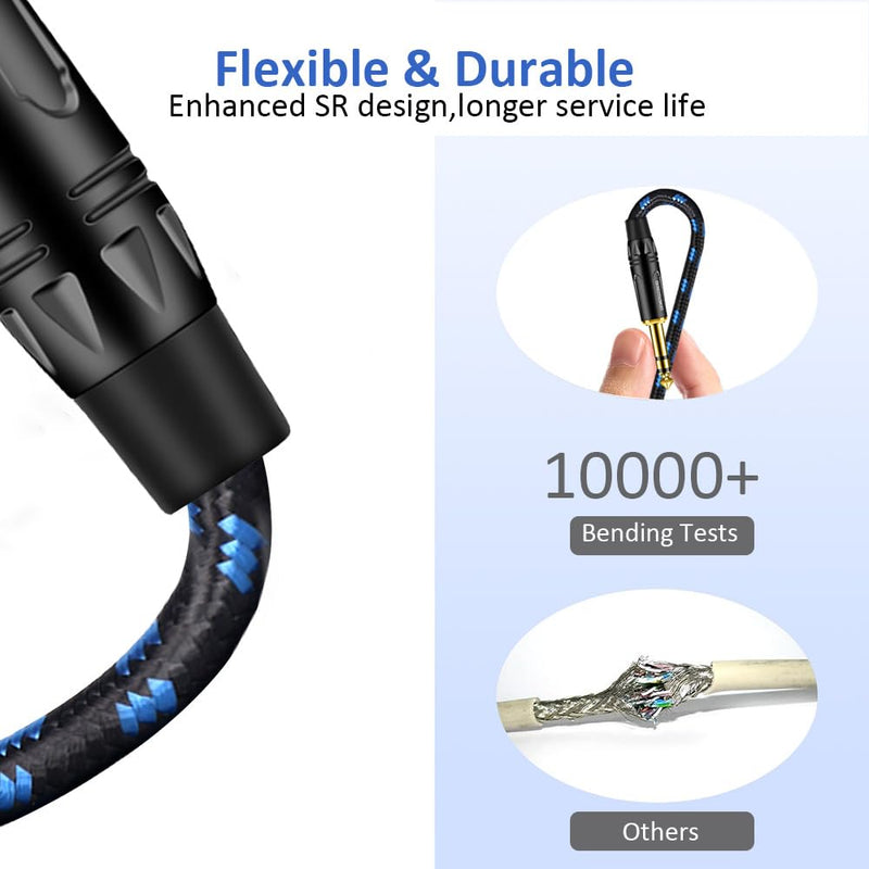 [AUSTRALIA] - DREMAKE 50FT XLR to 1/4 Inch TRS Mic Audio Cable, XLR 3 Pin Male to Quarter Inch 6.35mm/6.5mm TRS Male Balanced Interconnect Patch Cord for Electric Drum, Saxophone, Effect Pedal, AMP, Power Amplifier 