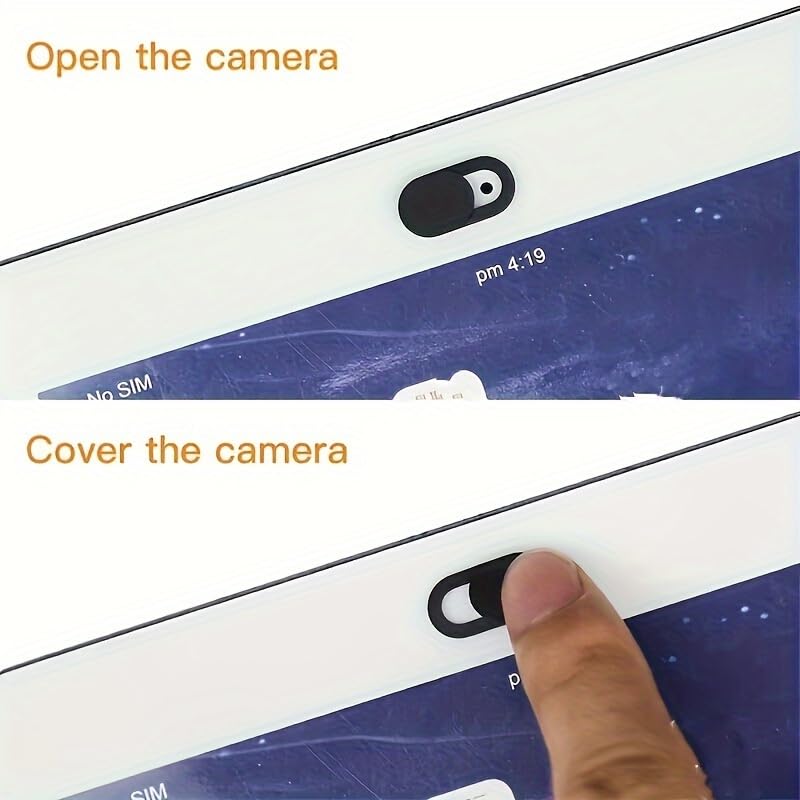 4pcs Webcam Cover Shutter Slider for PC Laptops Phone Tablet, Plastic Camera Cover Phone Lens Slider (Black-4pcs) Black-4pcs