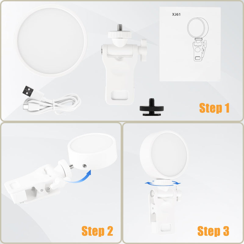 [AUSTRALIA] - Mini Ring Light for Phone, Starkik 60 LED Phone Light with Rechargeable and 3 Light Modes, Magnetic Back Selfie Light for iPhone and Laptop- Perfect for Selfie/Makeup/Video Conference/TikTok (White) 