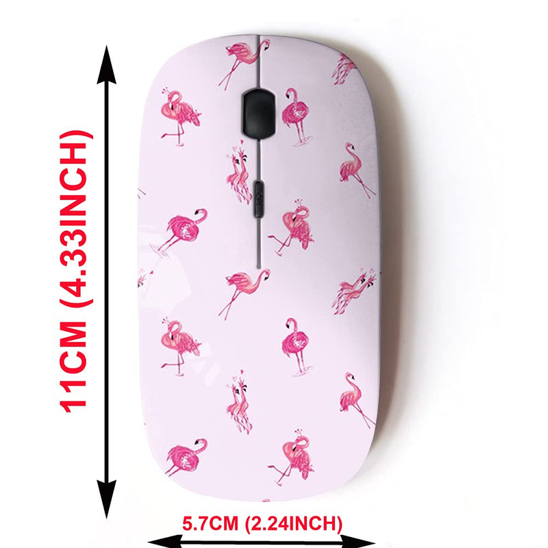 2.4G Wireless Mouse with Cute Pattern Design for All Laptops and Desktops with Nano Receiver - Pink Tropic Pattern Flamingo