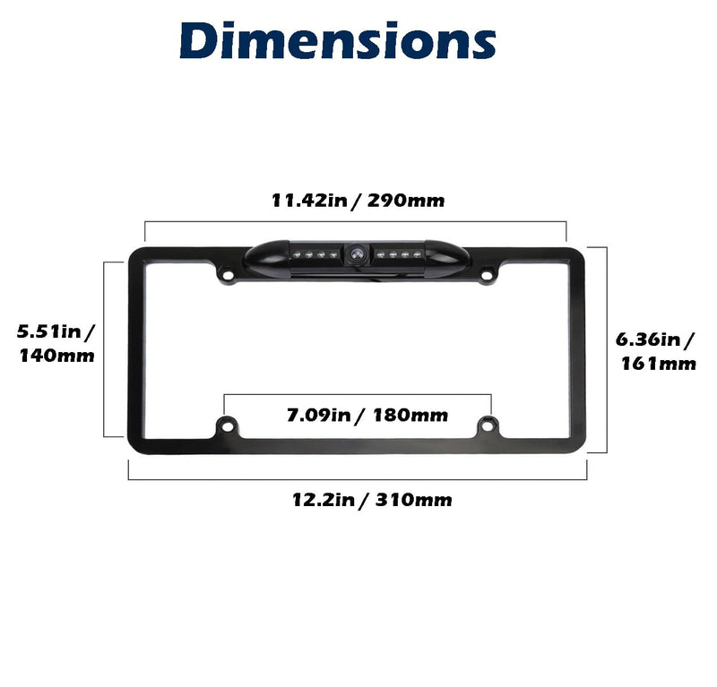 Backup HD Camera Frame License Plate Rear Night Vision Waterproof Compatible with Kenwood Car Radio DDX26BT DDX340BT DDX376BT DDX396 DMX125BT DMX907S DMX7705S DMX7706S DNX6990HD Black Style 3