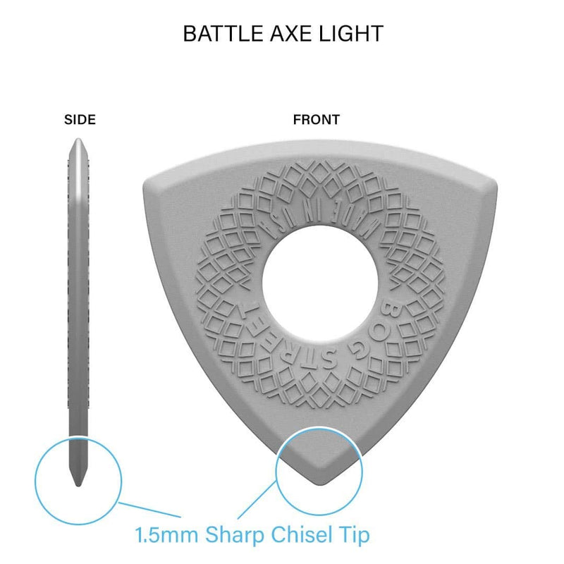 Bog Street BATTLE AXE Guitar Picks, Light, 3-Sided Ergonomic Thin Guitar Picks, Grey (6-Pack) 6-Pack