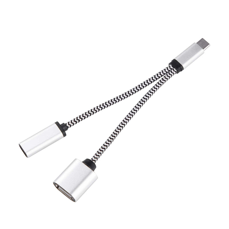 USB C OTG Adapter Compatible for Chromecast with Google TV, Samsung Galaxy S20 S10 S9 Android Smartphone, GoPro Hero 7 8 9 to Add Storage - Y Splitter Cable with PD Power Charging