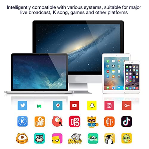 Audio Mixer, I9 Voice Changer Set Live Sound Card for Live Streaming, Multifunction Portable Recording Mini Sound Card Audio Mixer for Game Anchor Recording Computer (English Version)