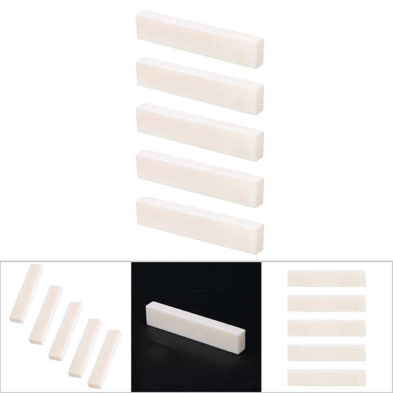 Bone Guitar Nuts Blank, DIY Blank Buffalo Bone Nut String Pillow for Classical Electric Acoustic Guitar Buffalo Bone Nut or Saddle Blank Replacement Part, 2 x 0.2 x 0.4in (5 Pcs) 5 Pcs