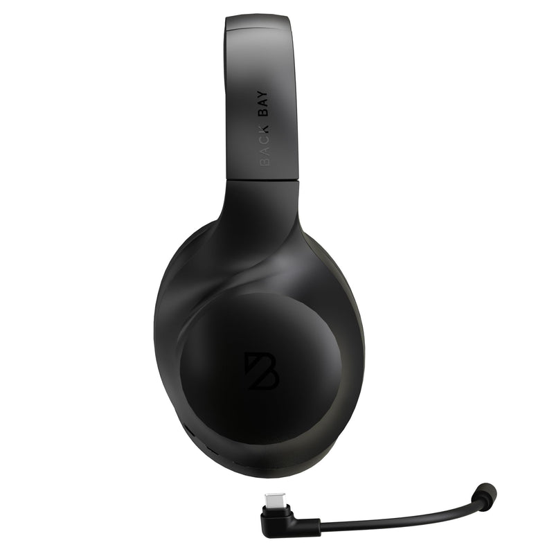 Back Bay Audio ClearCall 70 - Bluetooth Headphones with Microphone + Removable Boom Mic - Work Head Phones Wireless Bluetooth, Over Ear Headphones for Work from Home, Headset for Laptop Black