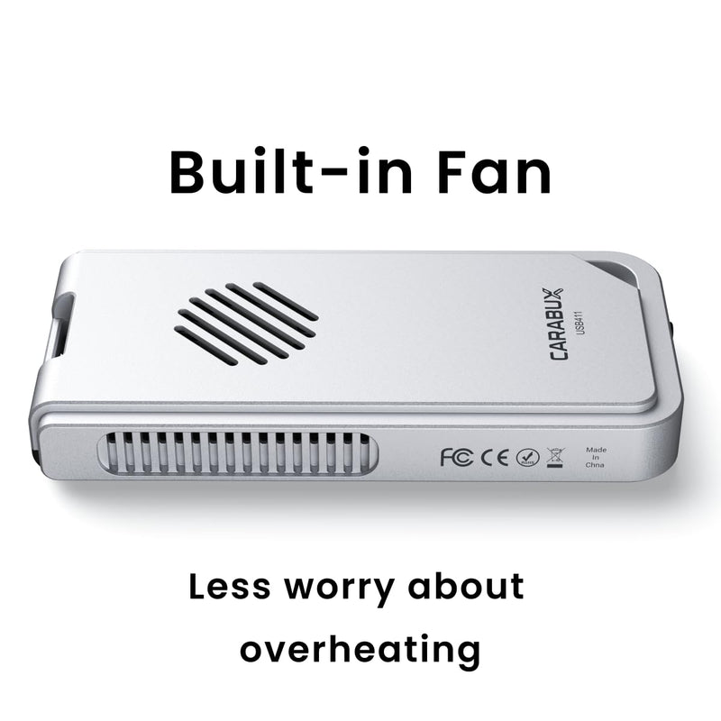 USB4 NVMe Enclosure 40Gbps with Active Cooling Fan, Solid Aluminum External M.2 SSD Case for Mac, iPad Pro, iPhone ProRes Recording and Video Editing,Tool-Free, Thunderbolt Compatible