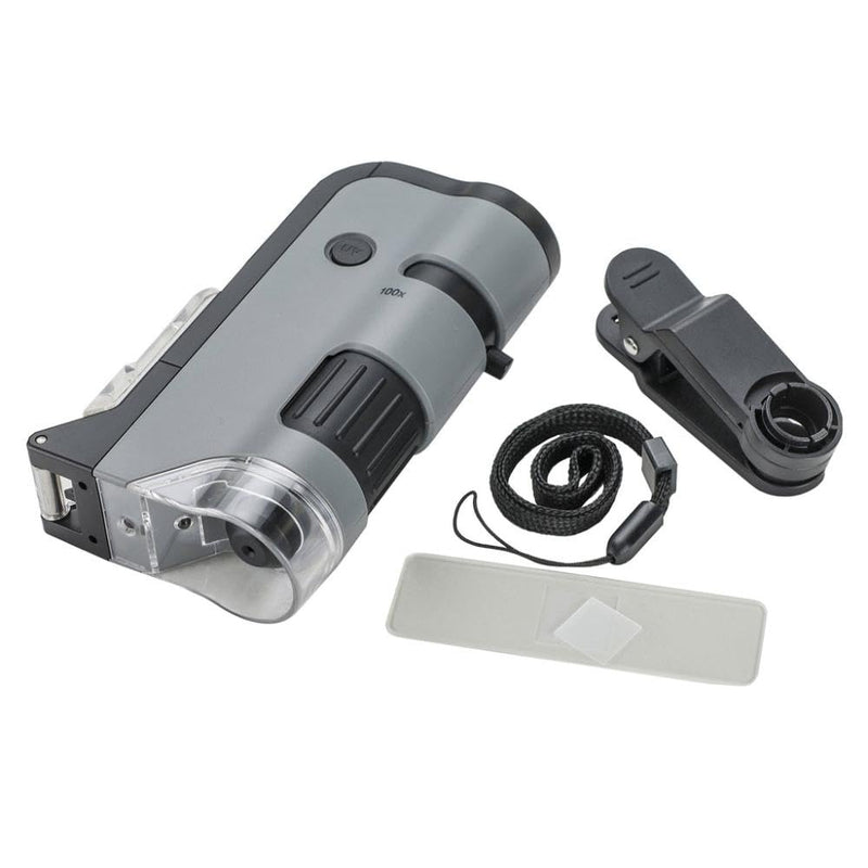 [AUSTRALIA] - Carson MicroFlip 100x-250x, LED UV Pocket Microscope with Smartphone Clip, STEM Education (MP-250) Single Pack 
