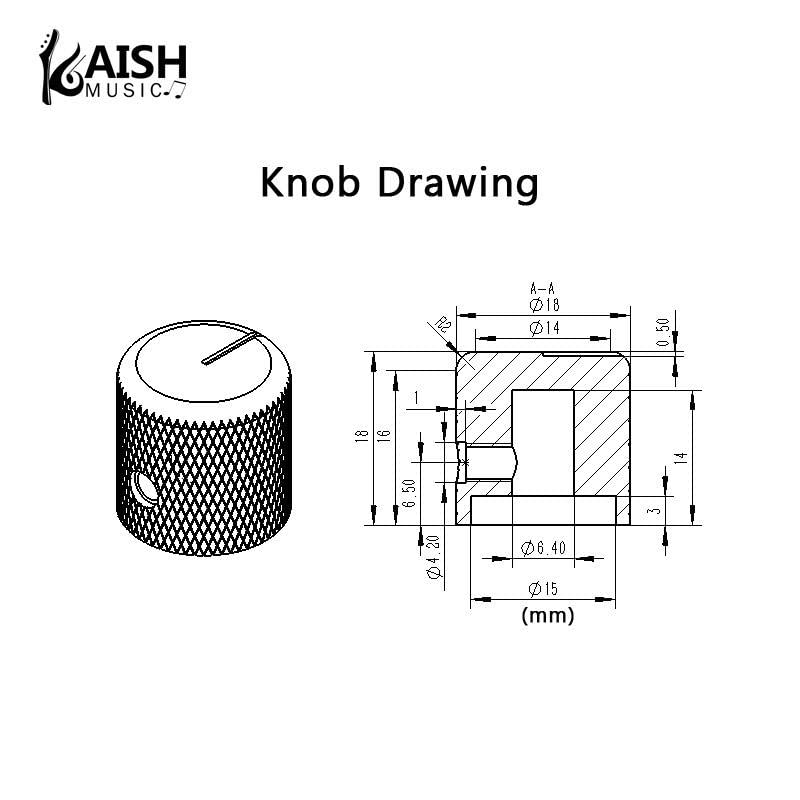 [AUSTRALIA] - KAISH Set of 2 Aluminium Metal Flat Top Guitar Bass Knobs Guitar Volume/Tone Control Knobs 1/4" Universal Potentiometer Pot Knobs with Indicator Line for Tele/Telecaster Gold 